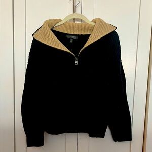 Chunky Black 3/4 Zip Banana Republic Sweater with Shawl Contrast Collar Size S